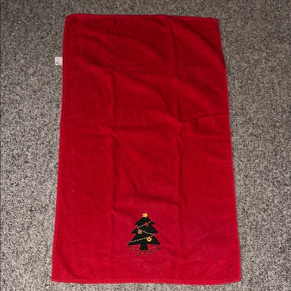 👙CANNON Merry Christmas Red Christmas Tree Embroidered 39x23 Towel - Picture 4 of 5